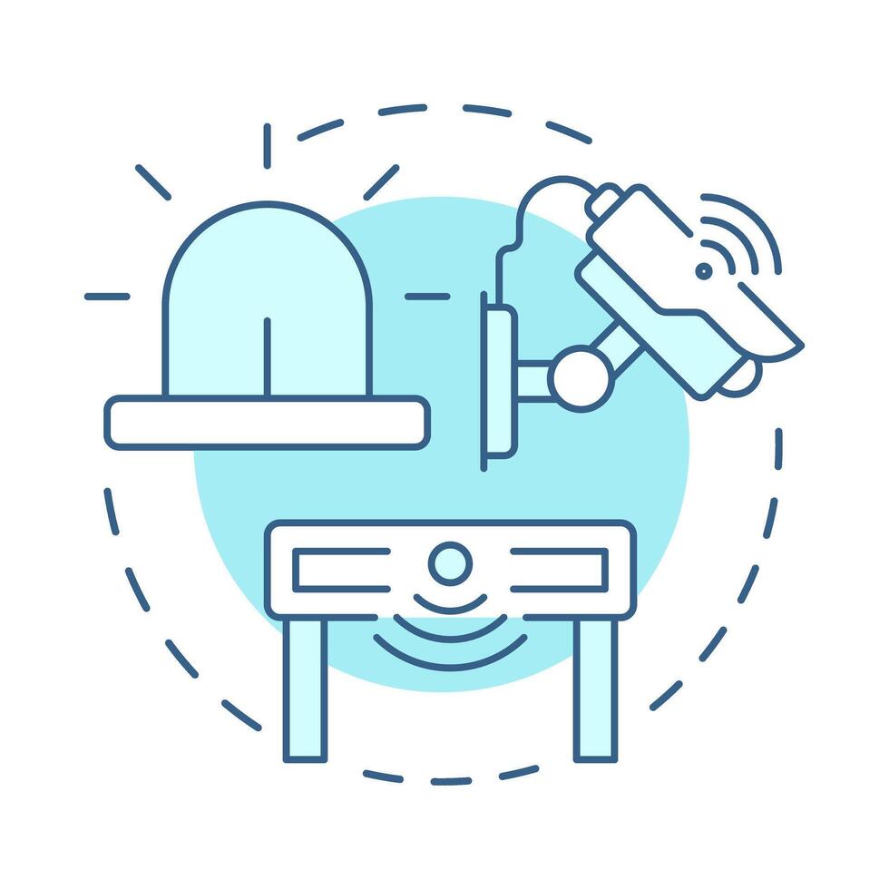 Detect threats soft blue concept icon. Physical security ecosystem. Identify risks. First line of defense. Round shape line illustration. Abstract idea. Graphic design. Easy to use in booklet vector