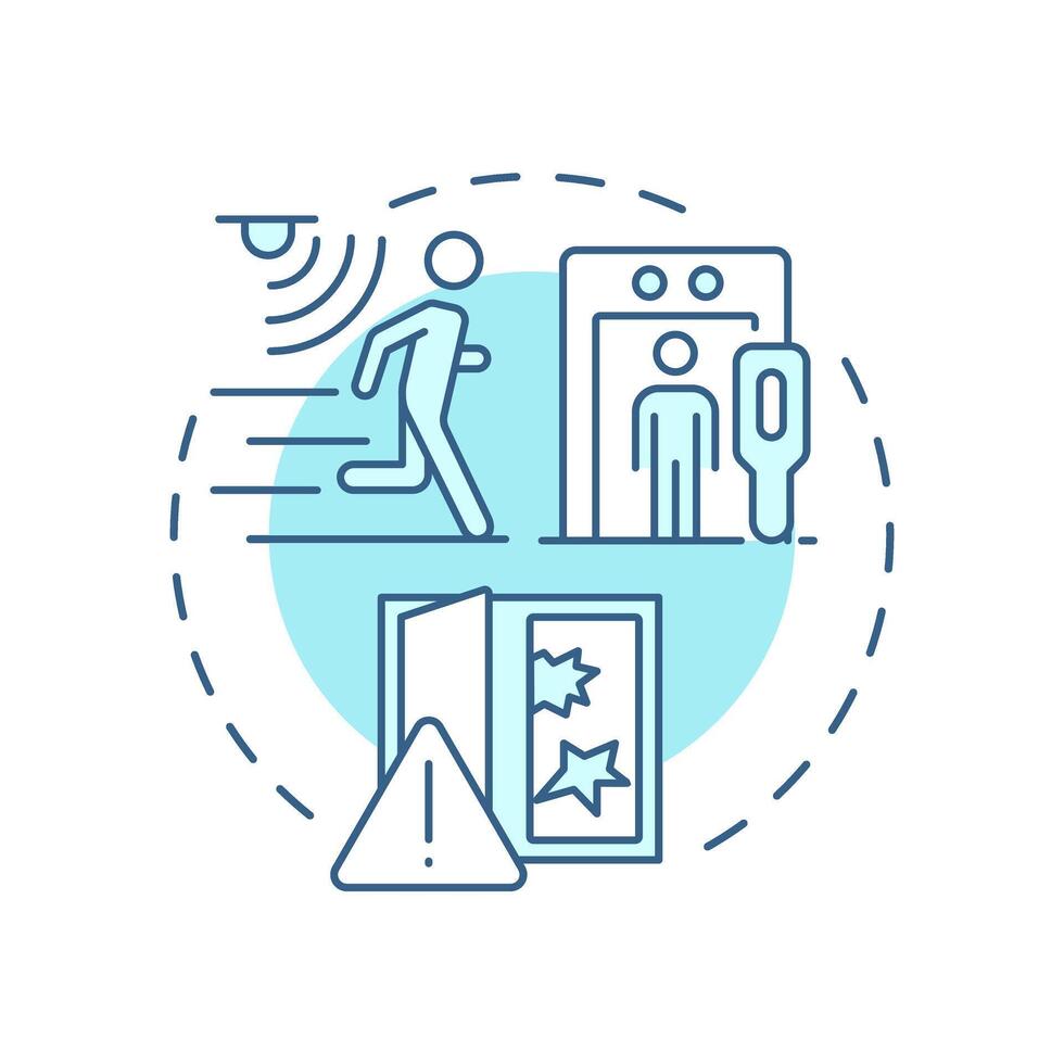 Intrusion detection soft blue concept icon. Physical security system. Identify unauthorized entry attempts. Round shape line illustration. Abstract idea. Graphic design. Easy to use in booklet vector