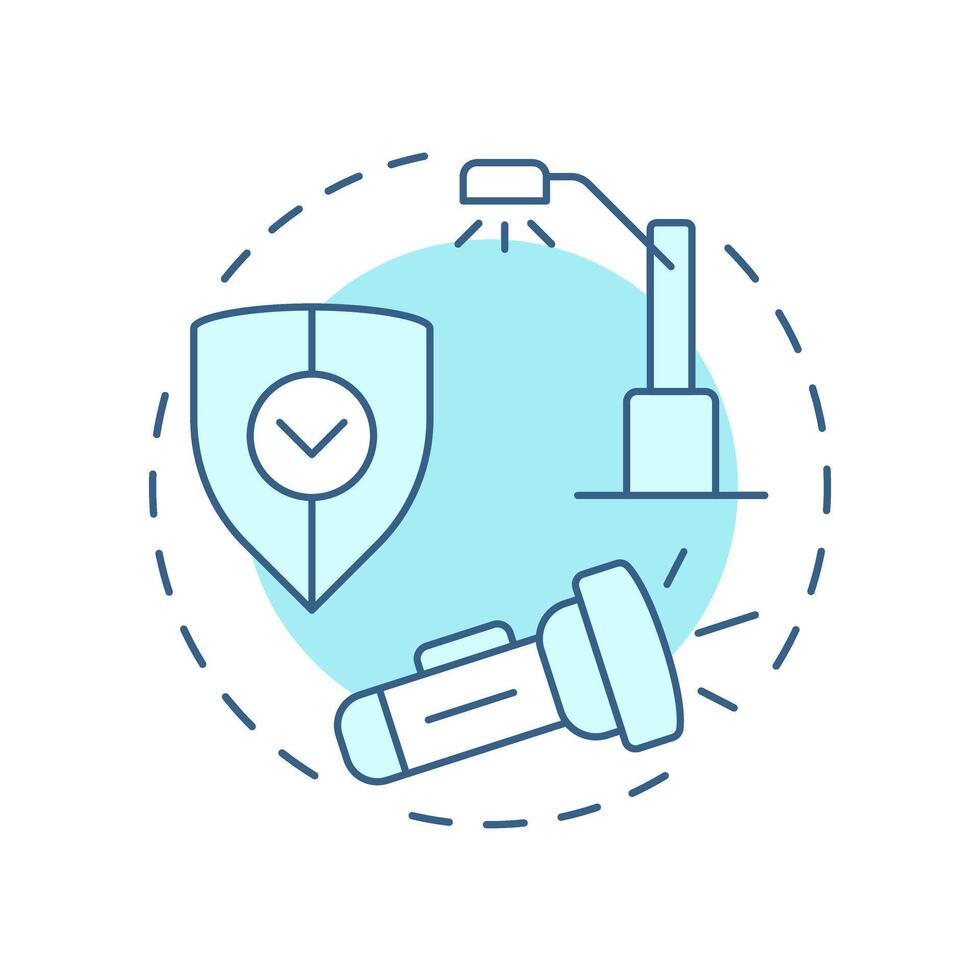 Security lighting soft blue concept icon. Physical protection audit component. Enhance visibility on area. Round shape line illustration. Abstract idea. Graphic design. Easy to use in booklet vector