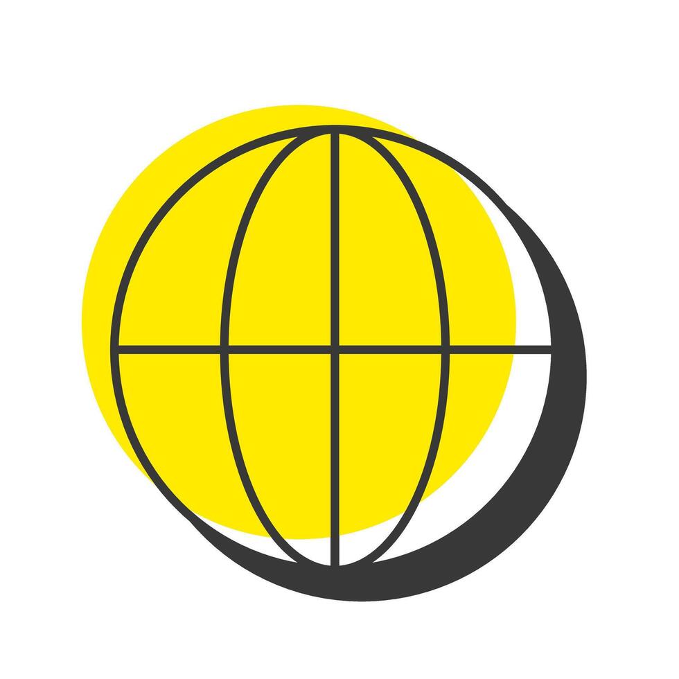 Earth offset shadow line icon. International communication. Worldwide, global. Geography, planet. Bold outline symbol with solid orange fill. Modern flat illustration. Editable stroke vector