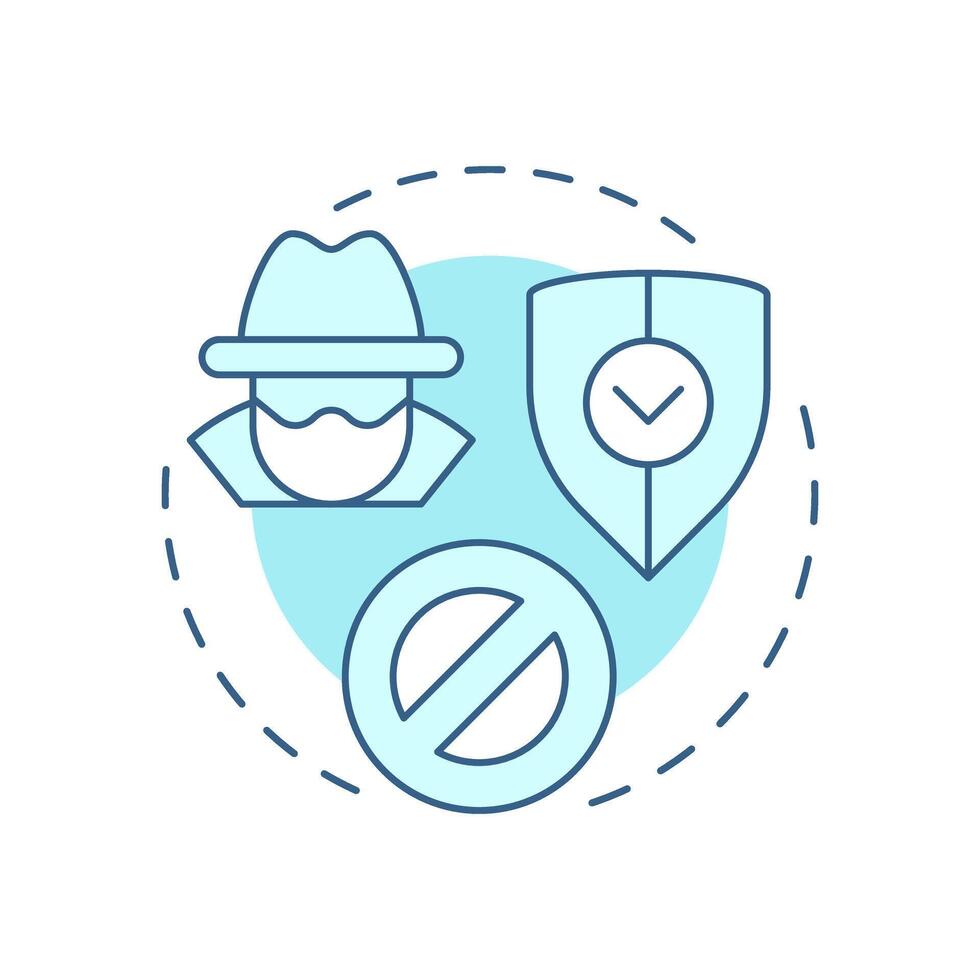 Unauthorized entry soft blue concept icon. Physical security threat and risk. Access to restricted area. Round shape line illustration. Abstract idea. Graphic design. Easy to use in booklet vector