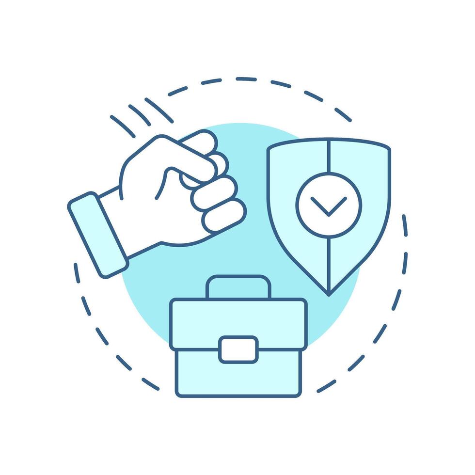 Workplace violence soft blue concept icon. Physical security threat and risk. Damage of equipment prevention. Round shape line illustration. Abstract idea. Graphic design. Easy to use in booklet vector
