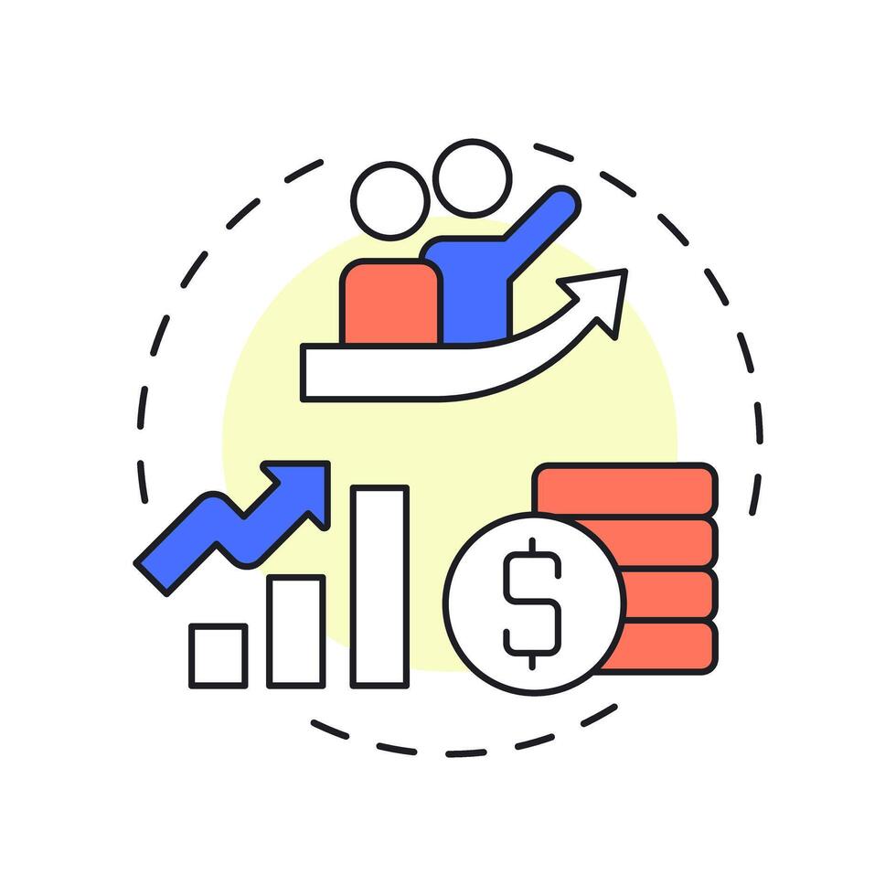 Venture capital incubators multi color concept icon. Money investment. Business growth. Round shape line illustration. Abstract idea. Graphic design. Easy to use in infographic, brochure vector