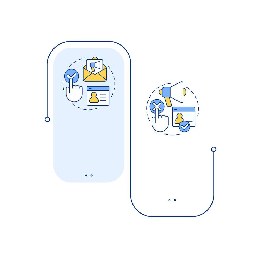 Consent models rectangle infographic . Customer information access. Digital privacy protection. Data visualization with 2 steps. Editable rectangular options chart vector