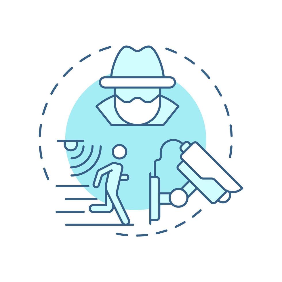 Crime prevention soft blue concept icon. Benefit of physical security. Controlling access to vulnerable areas. Round shape line illustration. Abstract idea. Graphic design. Easy to use in booklet vector