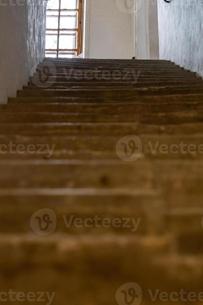 old stone stairs in russian monastery close up photo