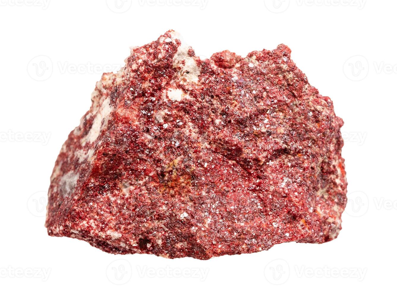 unpolished cinnabar mineral isolated on white photo
