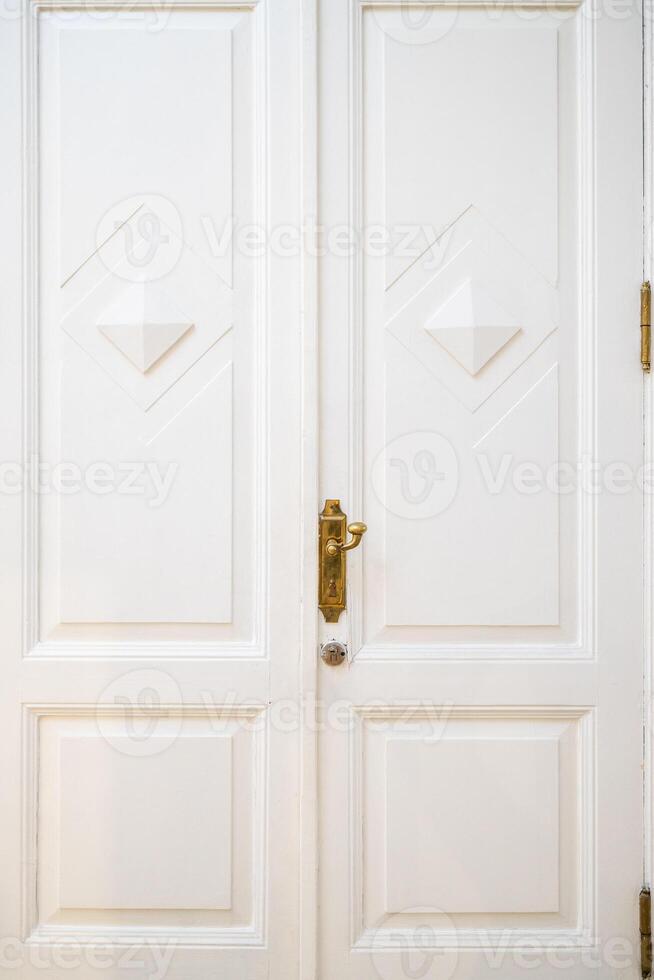 closed white wooden double door photo
