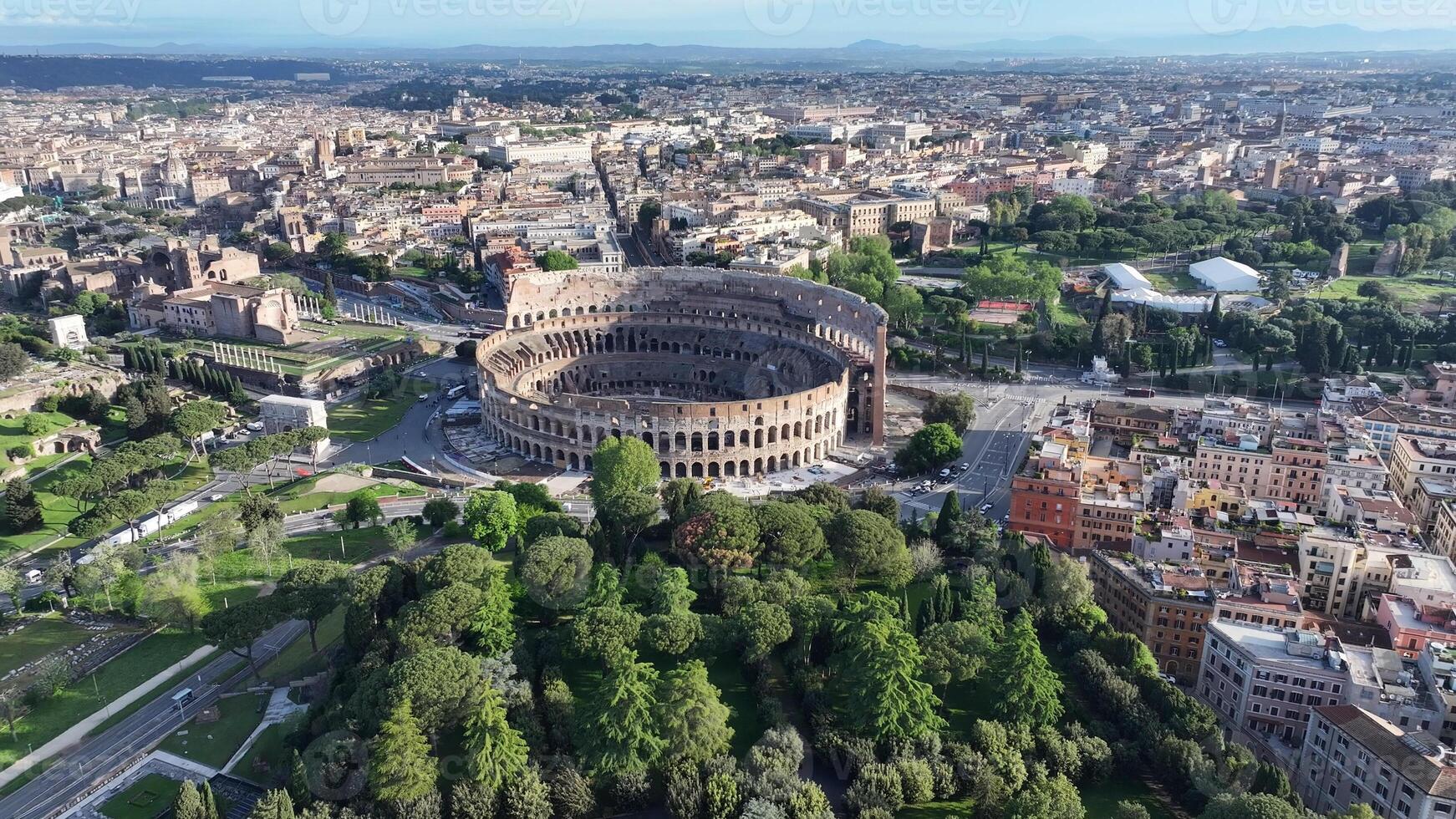 Landmark Rome Coliseum at Rome in Lazio Italy.. Famous Background. photo