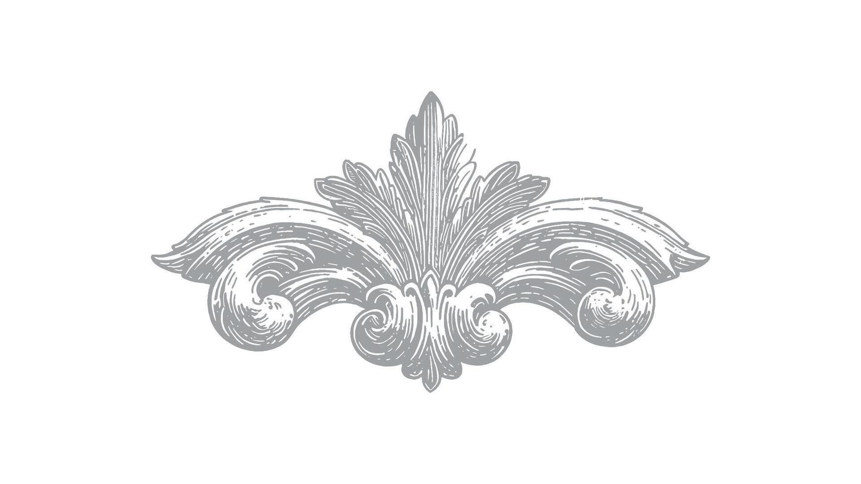 Detailed Engraved Ornament with Acanthus Leaf and Scrollwork Elements vector