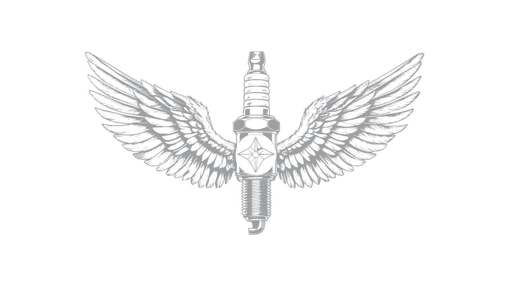 Spark Plug with Wings Emblem vector