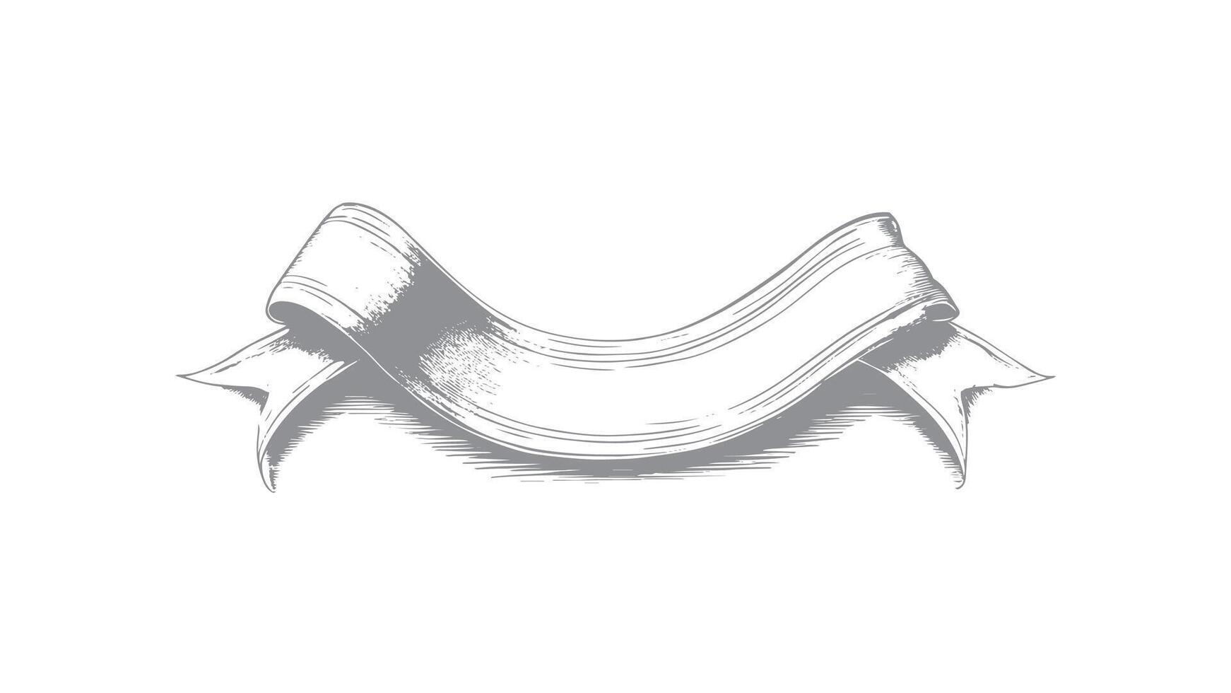 Elegant Monochrome Ribbon Banner for Awards and Certificates. vector