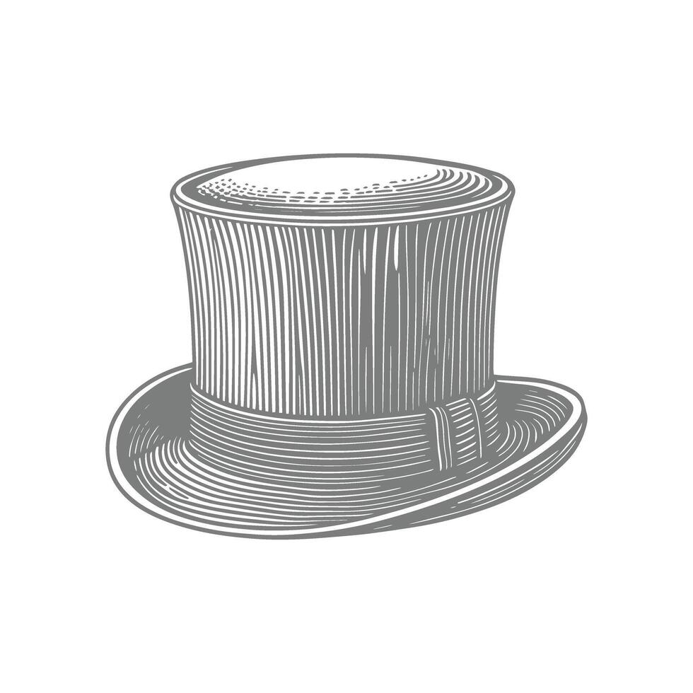 Engraved Illustration of a Classic Top Hat vector