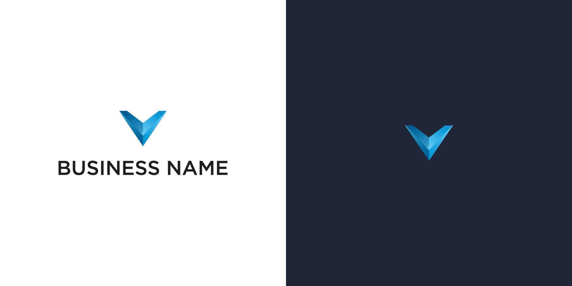 Minimalist logo with stylized blue V and gradient effect vector