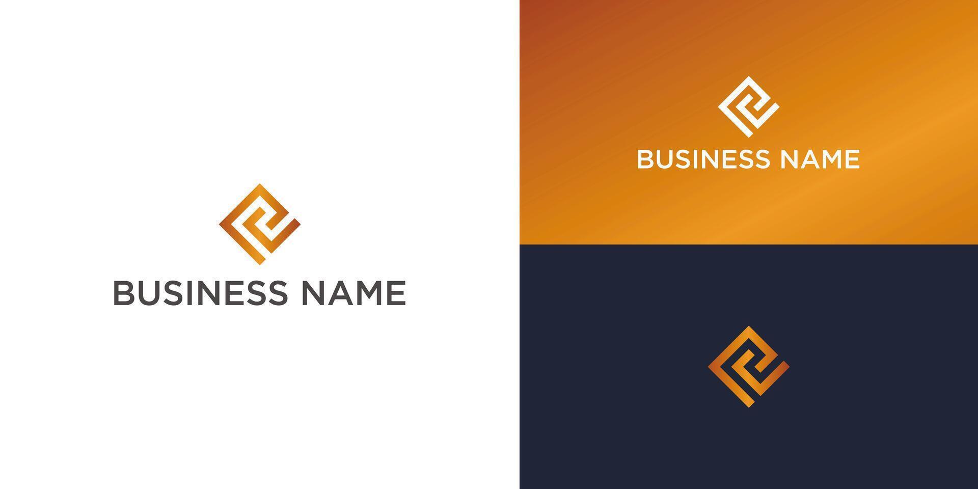 Two variations of a business logo featuring a stylized geometric design with intertwining lines vector