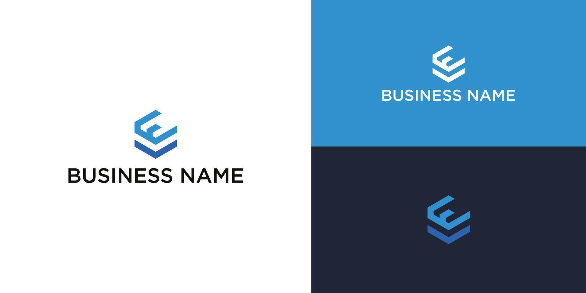 VE Business Logo Concept with Modern Emblem and Brand Name Layout vector