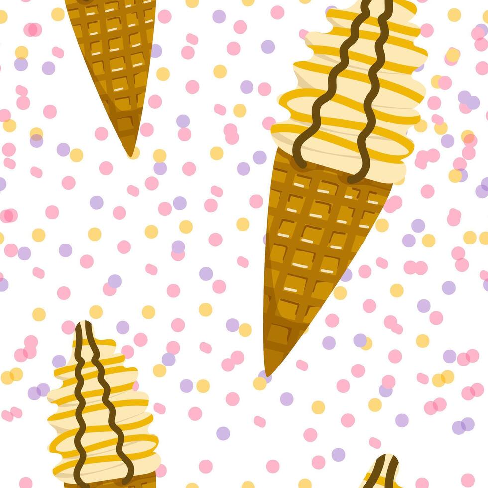 Seamless pattern of summer ice cream cartoon. vector