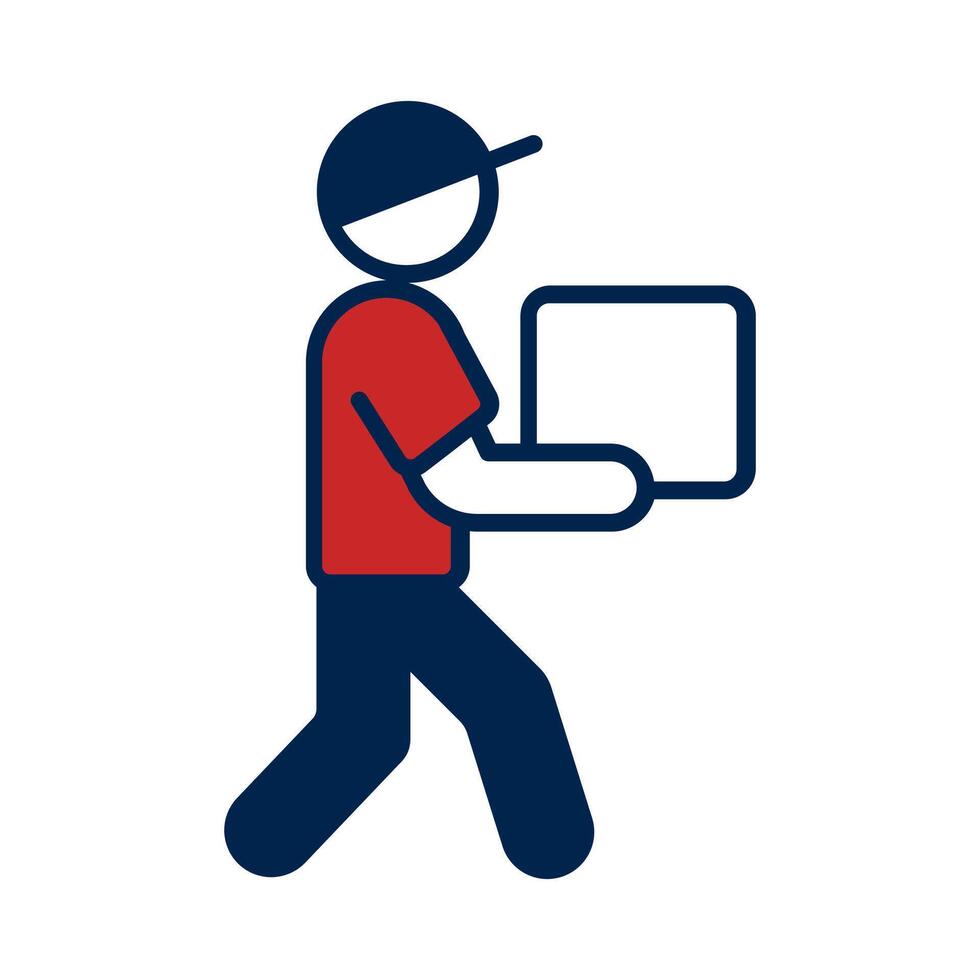 Delivery man carrying package icon vector