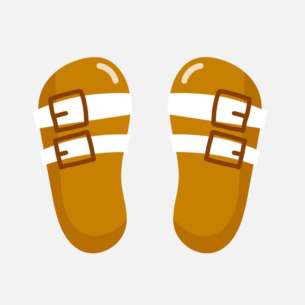 Brown sandals with double straps and buckles vector