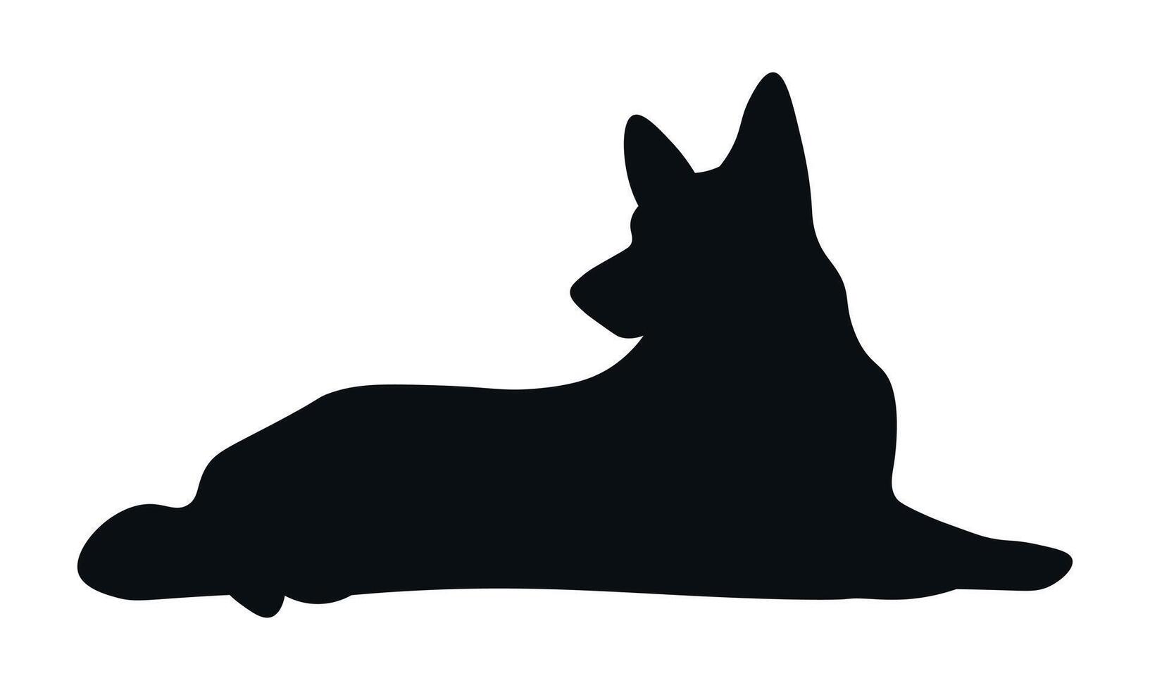 Dog silhouette. Corgi silhouette isolated on white background three. vector