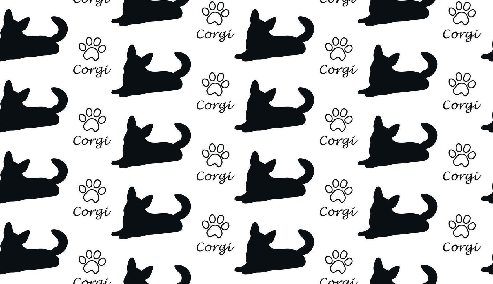 Corgi with paw seamless pattern. vector