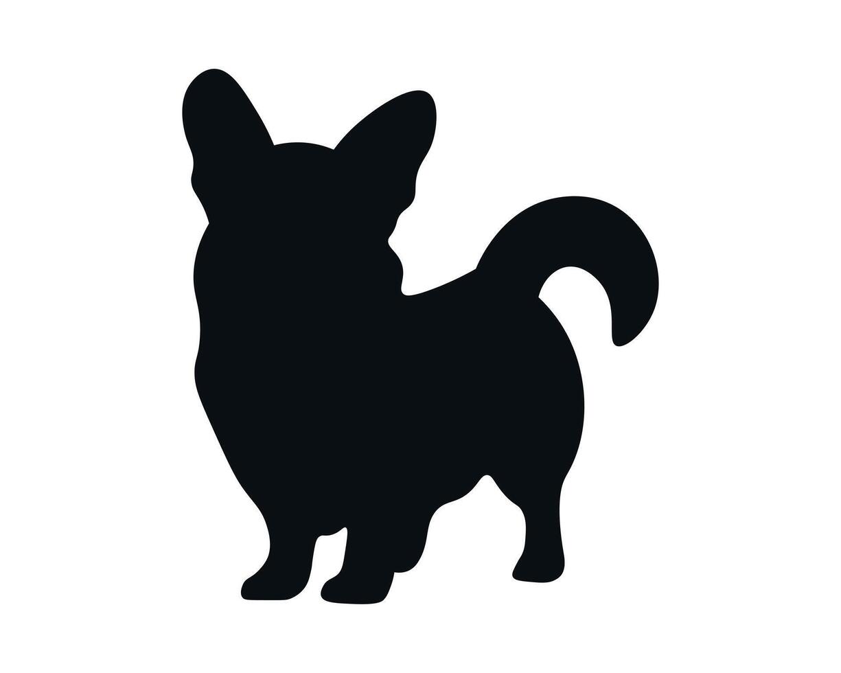 Corgi silhouette on white background. Dog silhouette. vector