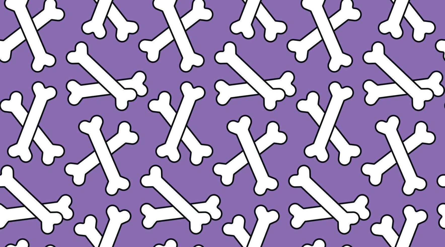 Bone seamless pattern on purple background. Dog Bone vector