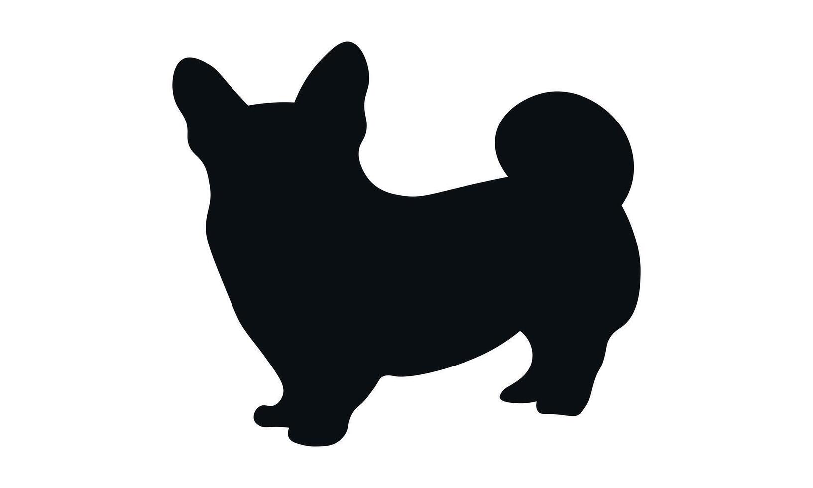 Dog silhouette. Corgi silhouette isolated on white background two. vector