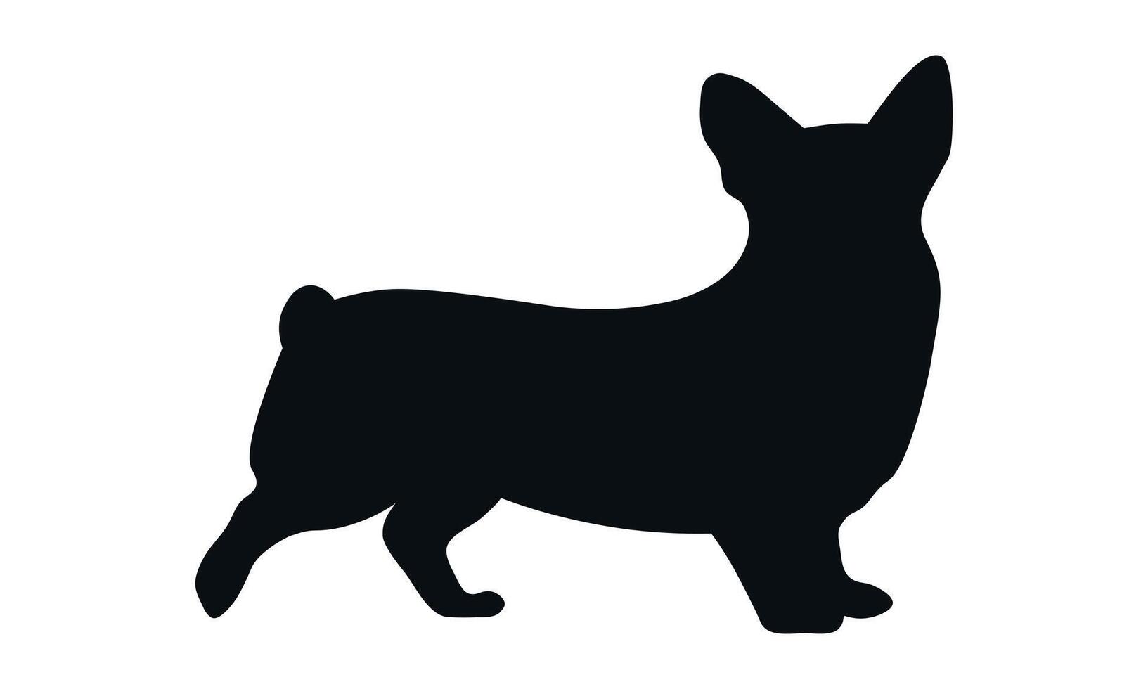 Dog silhouette. Corgi silhouette isolated on white background four. vector