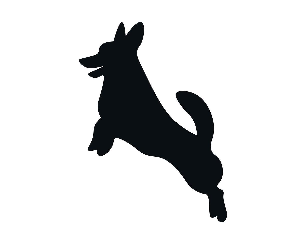 Corgi silhouette on white background. vector
