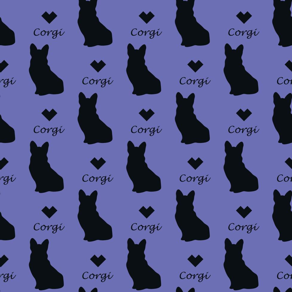 Corgi with heart seamless pattern. vector