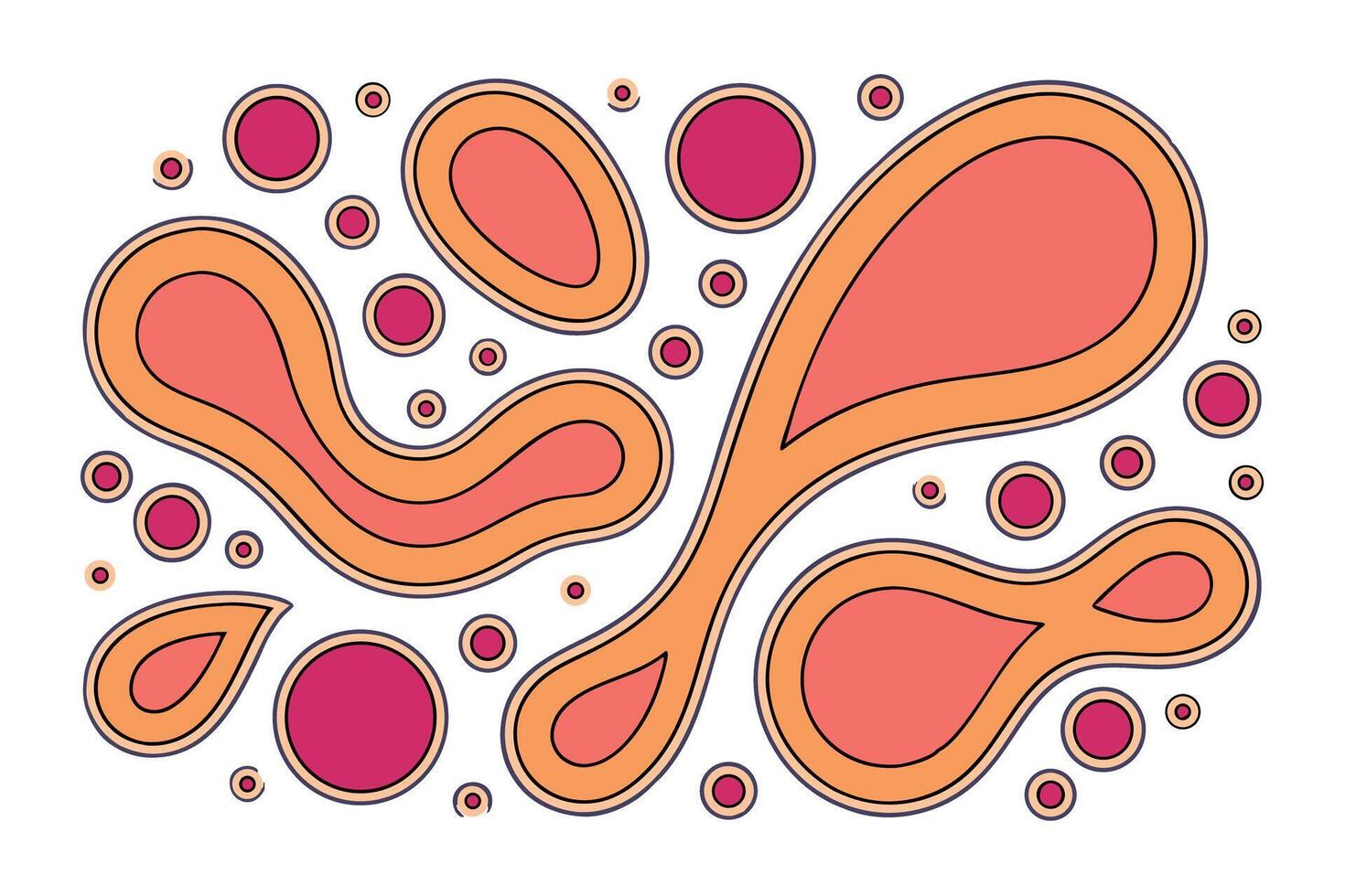 Abstract organic shapes illustration in orange and red color scheme on white background vector