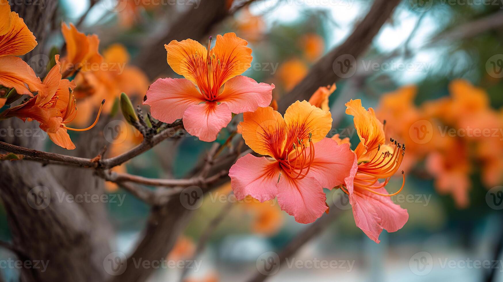 Realistic tree flower image with depth and detailed textures photo