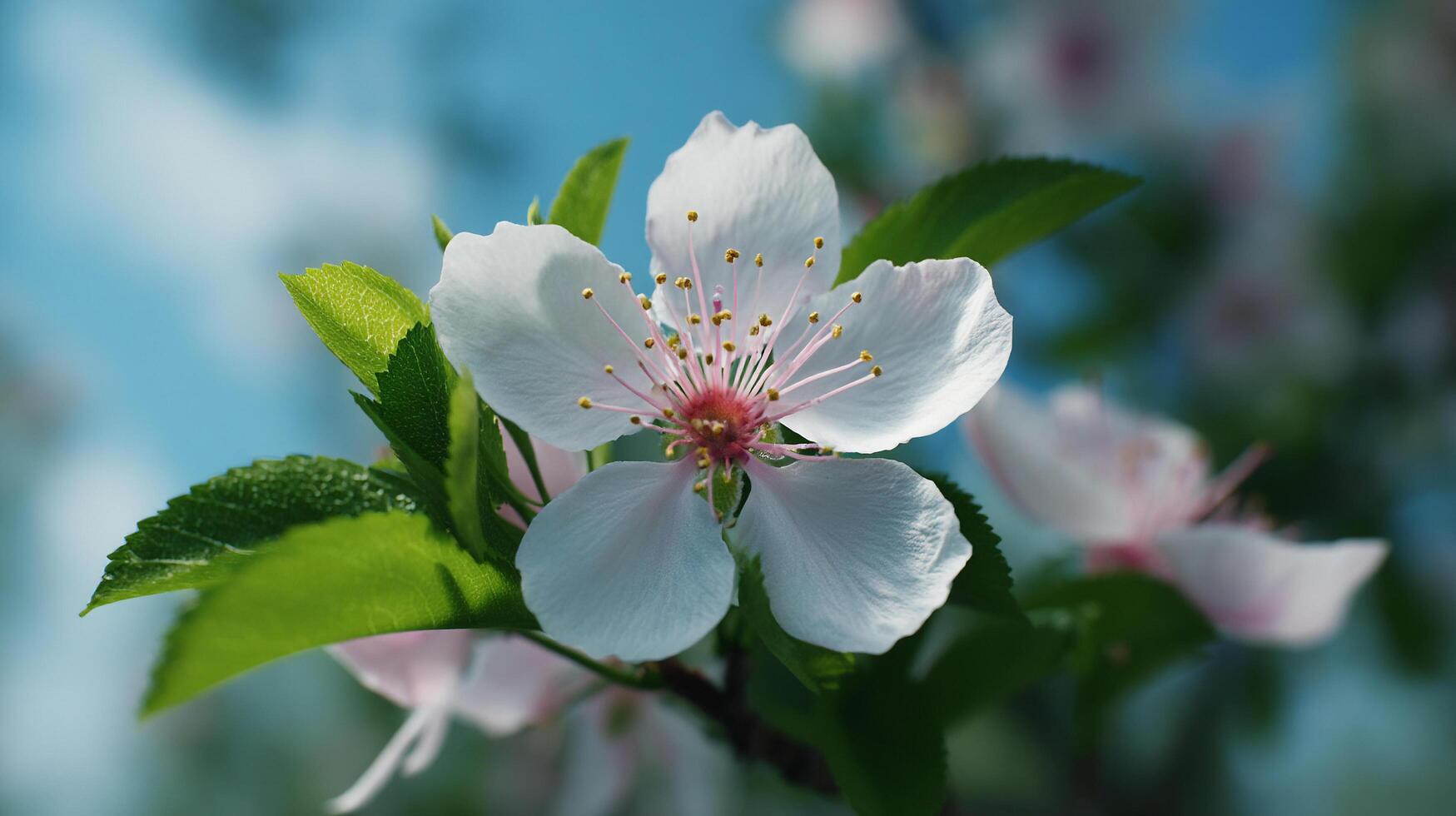 Tree flower up close with rich depth and sharp texture photo