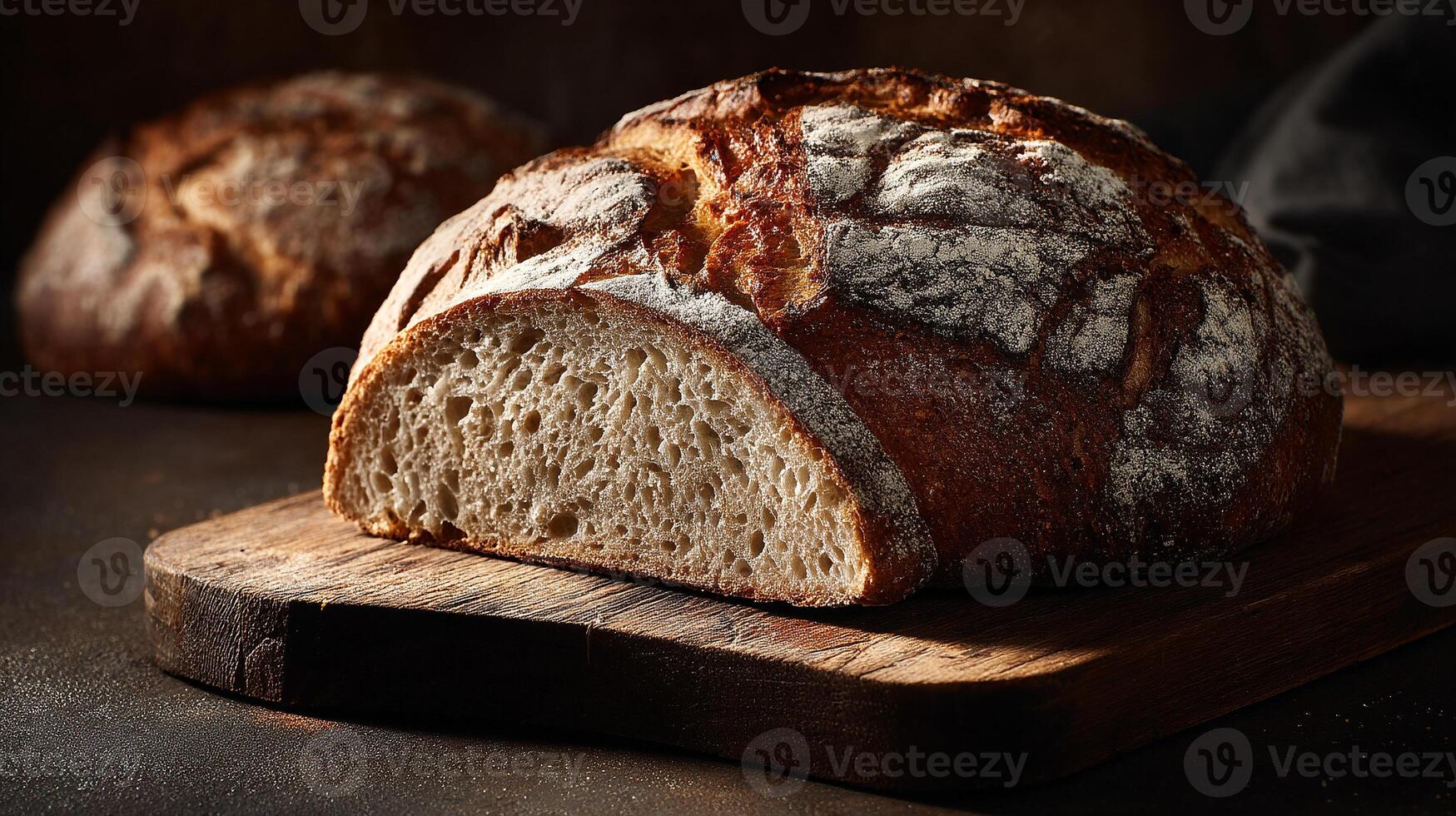 Golden brown bread with realistic lighting and detail photo