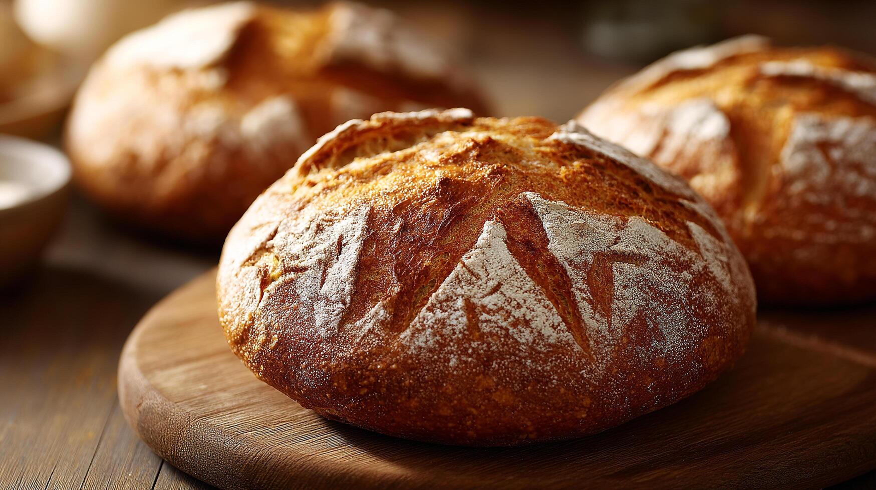 Photo of rustic bread in golden tones