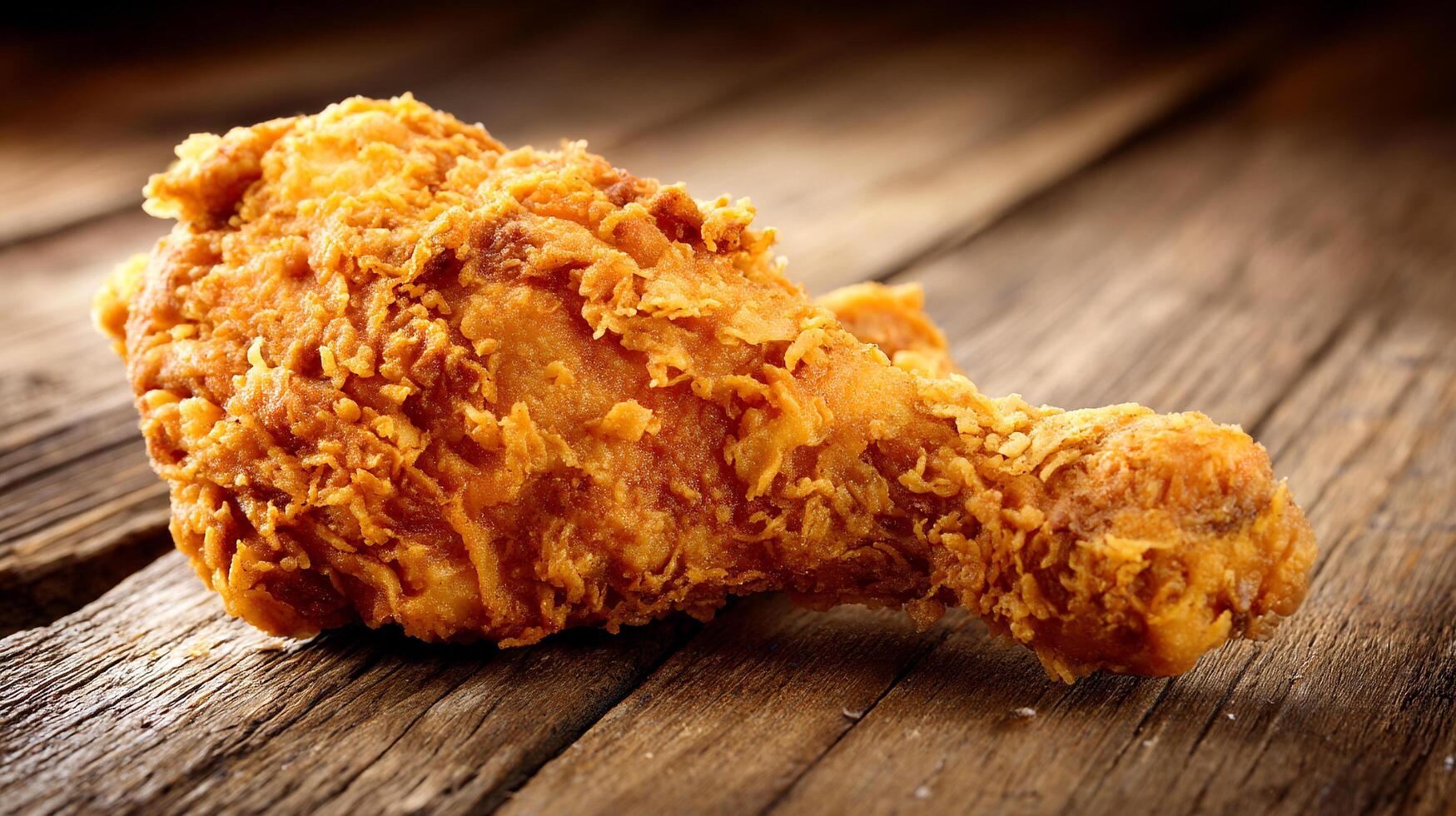 Studio quality image of crispy chicken with rustic setup photo