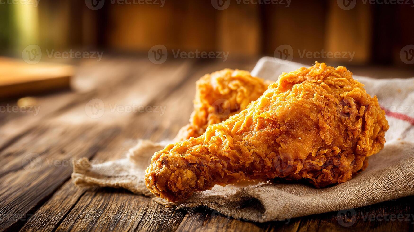 Chicken drumstick photo on rustic table with fine texture