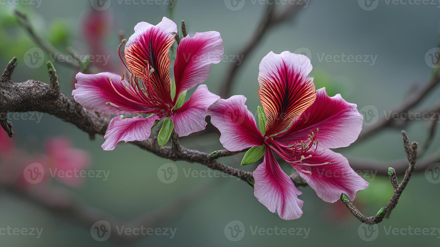Vivid flower macro with petals glowing in soft light photo