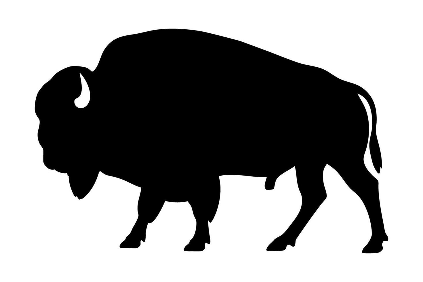 American bison walking silhouette illustration vector