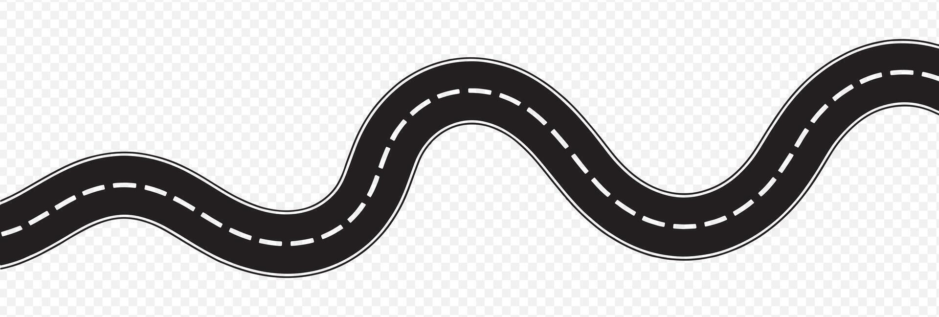 Curved Road Illustration with Dashed Centerline Representing Transportation, Navigation, and Infrastructure Design vector