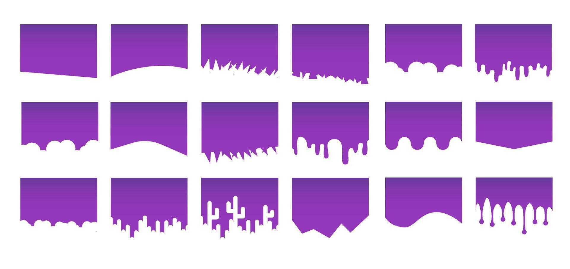 Collection of Abstract Design Element for Top, Bottom Page Web Site. Template Dividers Shapes for Website Pictogram Set. vector
