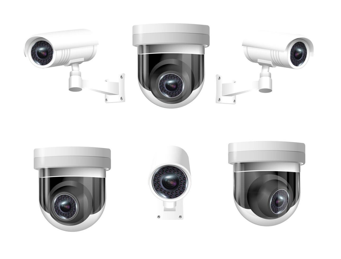 Security cameras on modern building. Professional surveillance camera. Security system, technology concept. equipment for safety system area control. vector
