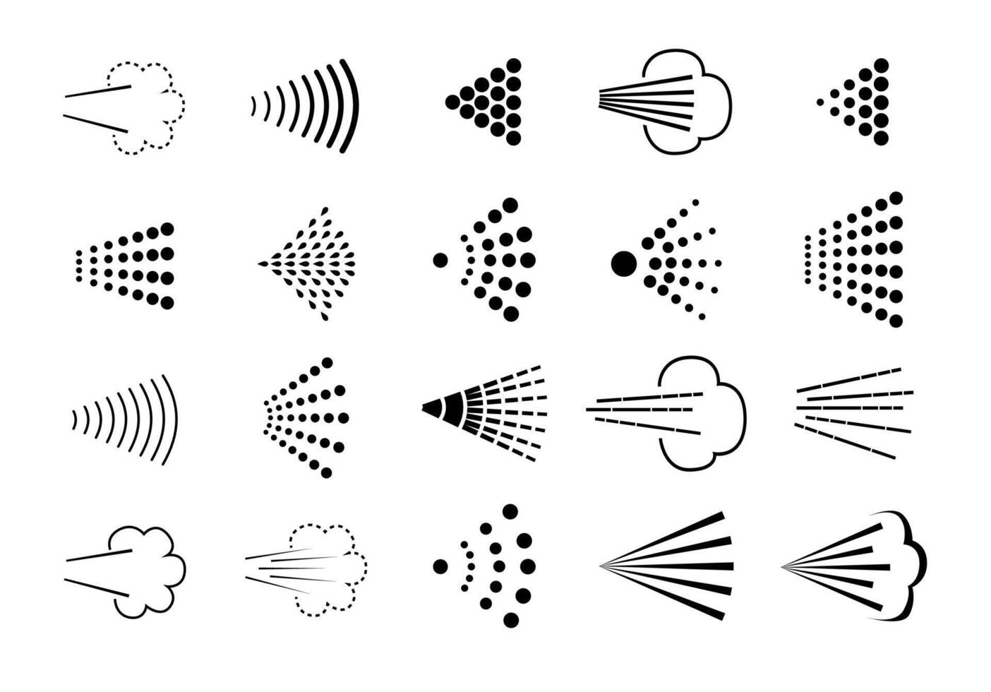 Spray icons set. Spray steam icons. cleaning deodorant sprayed line. vector