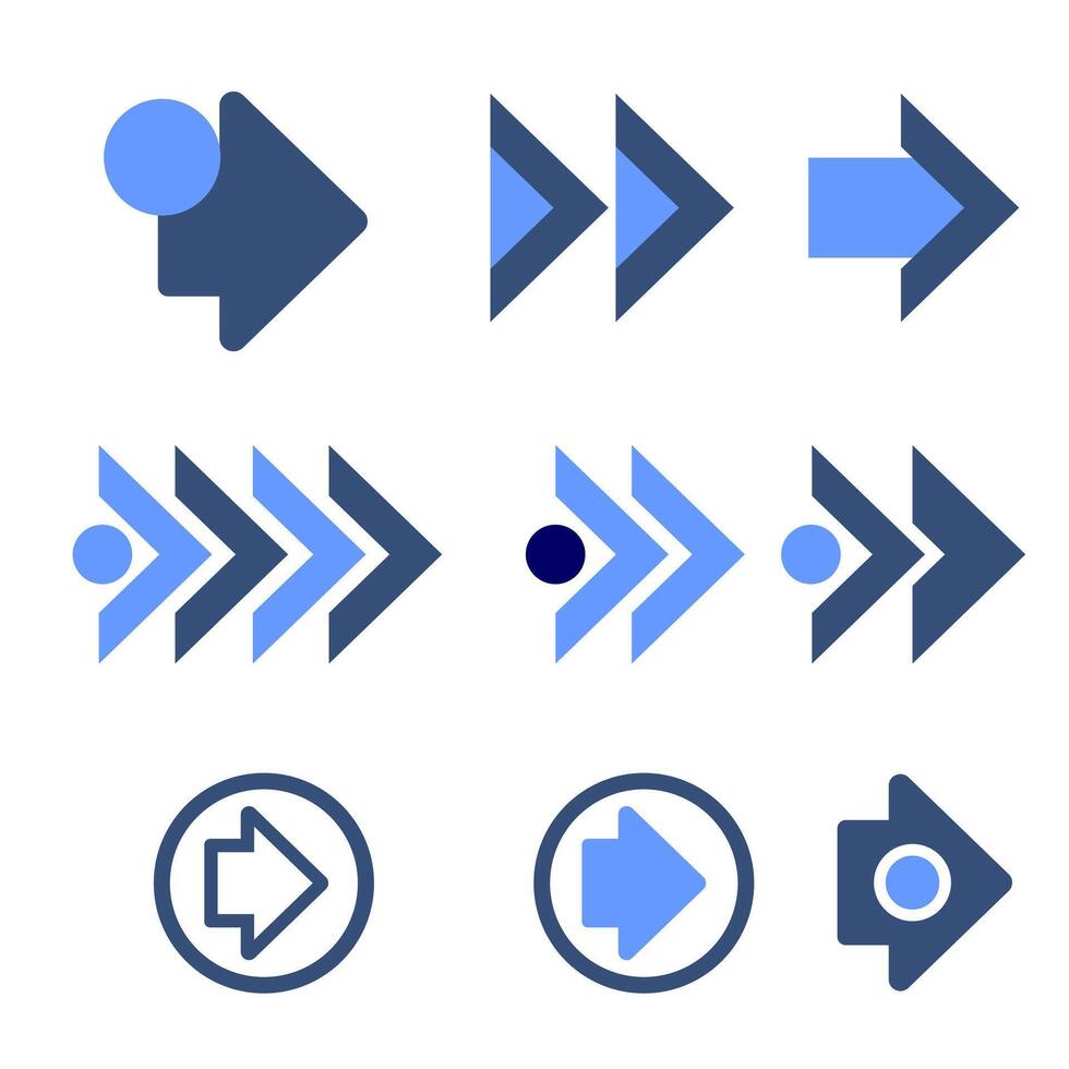 Flat Design Arrow Forward Direction Icon Set Illustration Elements vector