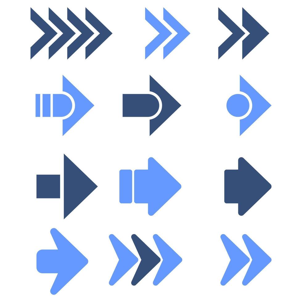 Minimalist Geometric Arrow Directional Icon Set Collection Design vector