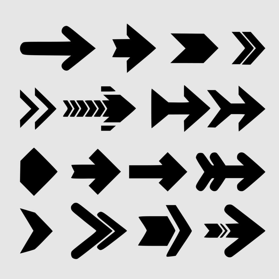 Modern Minimalist Black Arrow Sign Collection Illustration Set Design Elements vector
