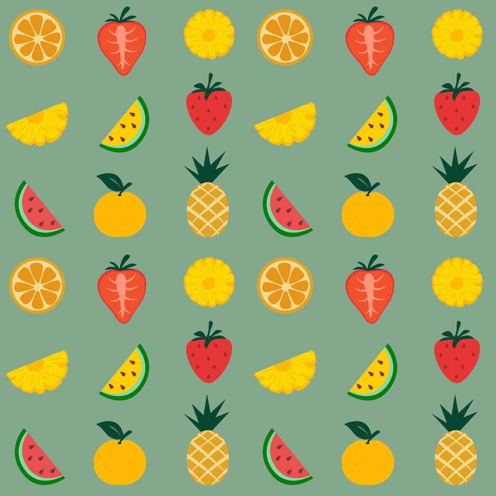 Summer Pattern Tropical Fruits Mix vector