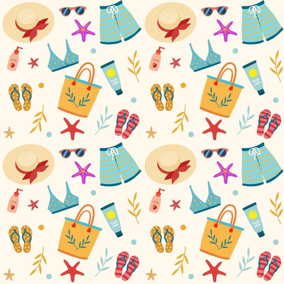 Summer Patterns with Beach Theme vector
