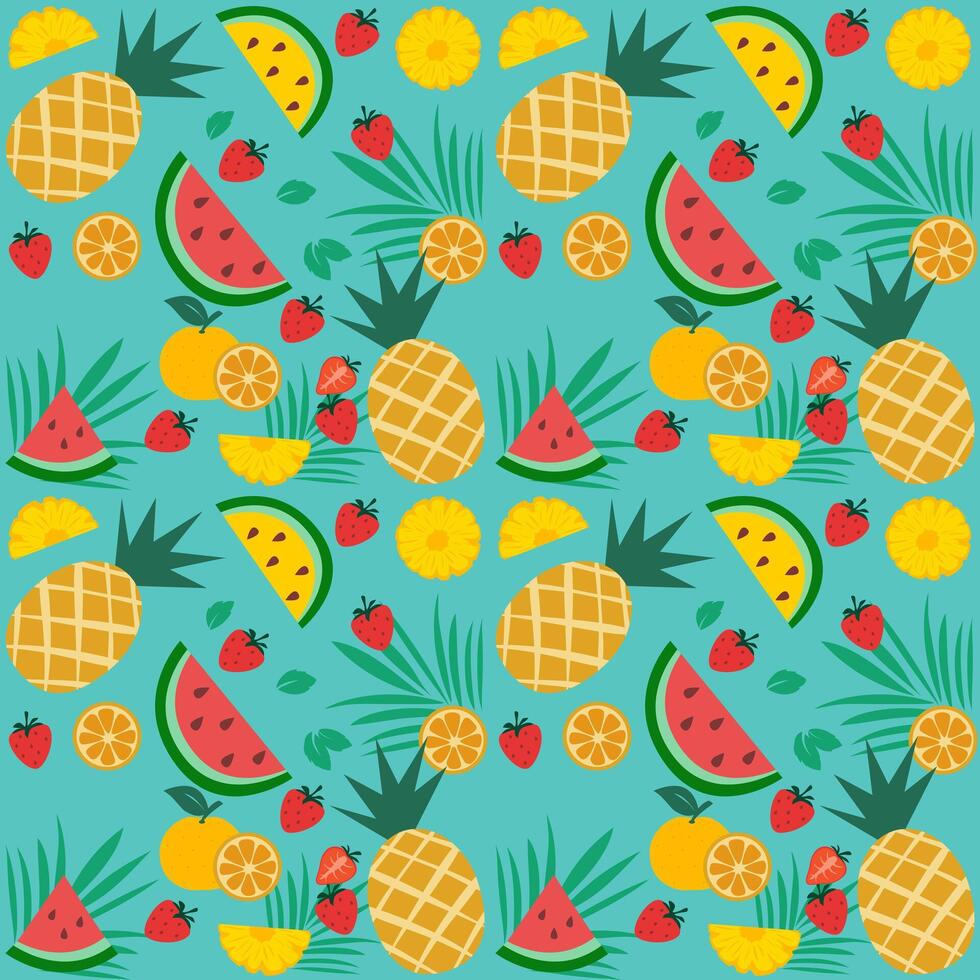 Summer Pattern Tropical Fresh Fruit Mix vector